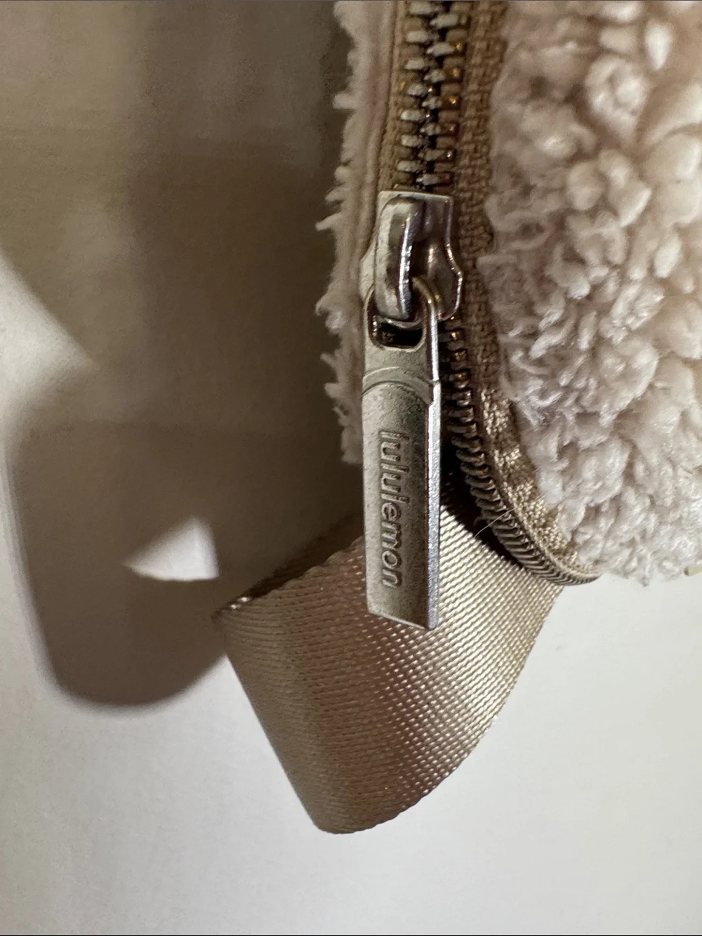 Lululemon Cream Sherpa Fleece Everywhere Belt Bag Gold Hardware